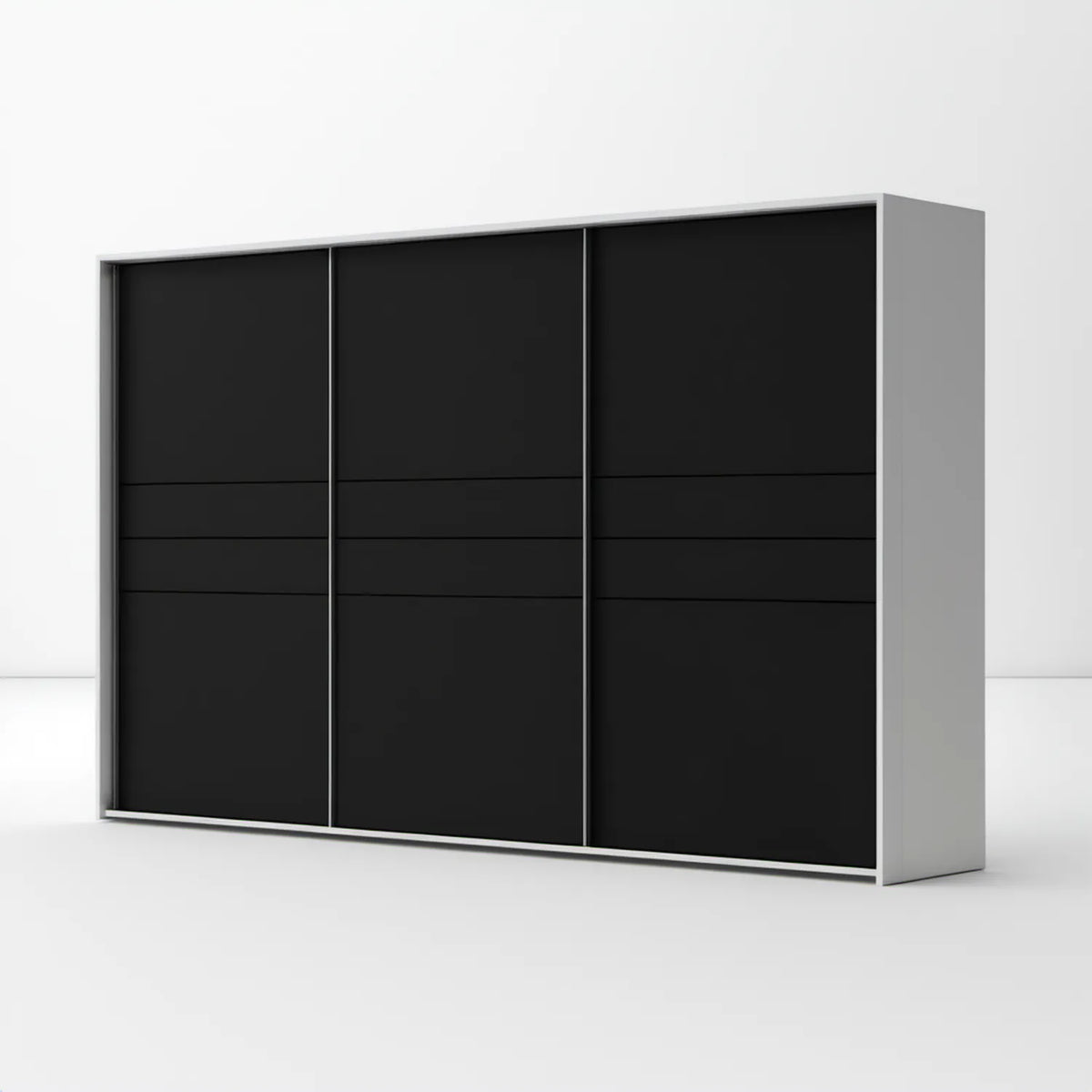 Szafa przesuwna czarno-srebrnoszara 250 x 60 x 220 cm z laminowanej płyty wiórowej