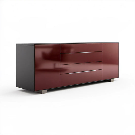 Bordowo-czarny mebel z 2 drzwiami i 3 szufladami, 200 x 45 x 85 cm