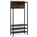 Industrialny wieszak stojący do przedpokoju czarny/brązowy 80 x 30 x 180 cm ze stali i MDF