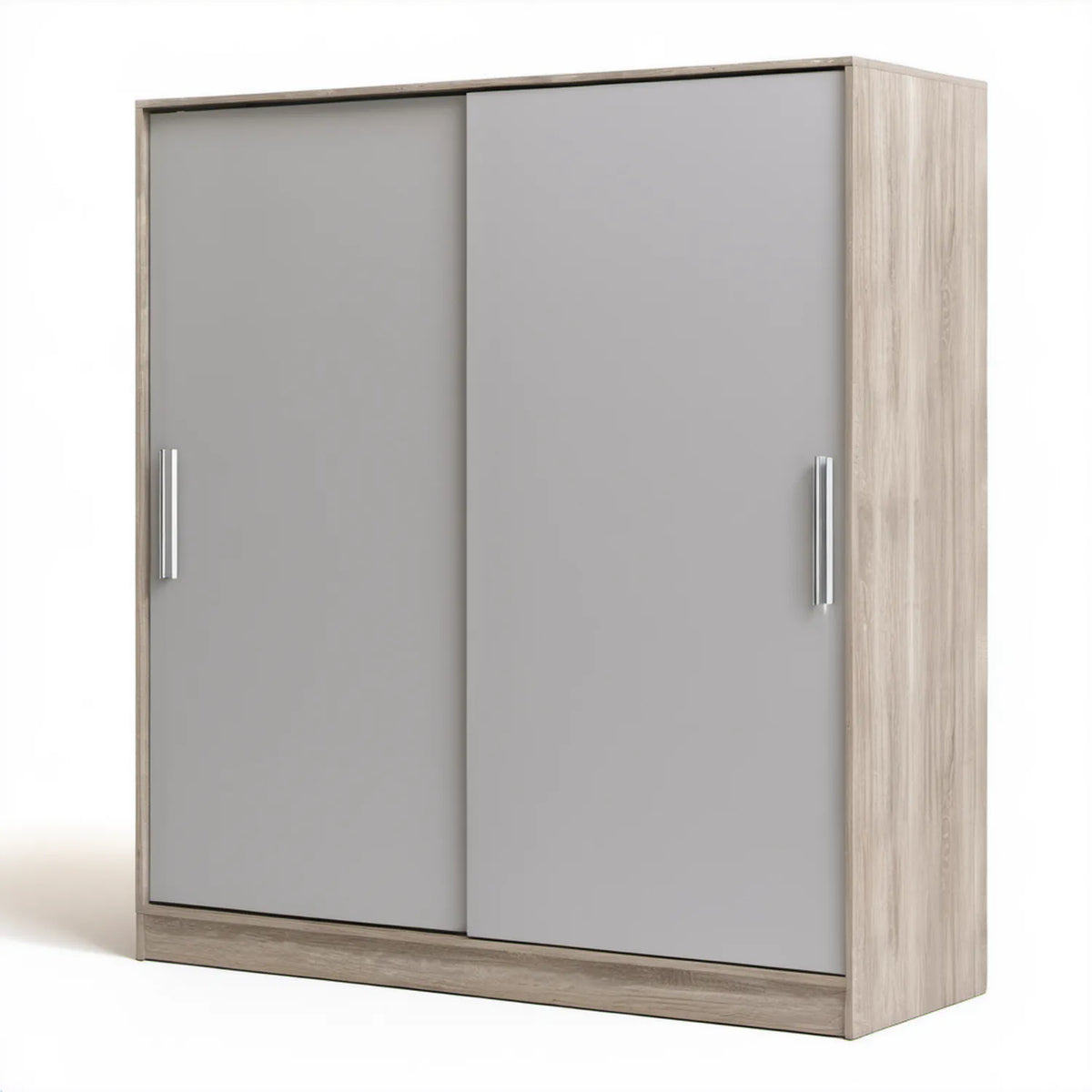 Szafa przesuwna 180 x 60 x 200 cm szara z dekorem jasnego dębu