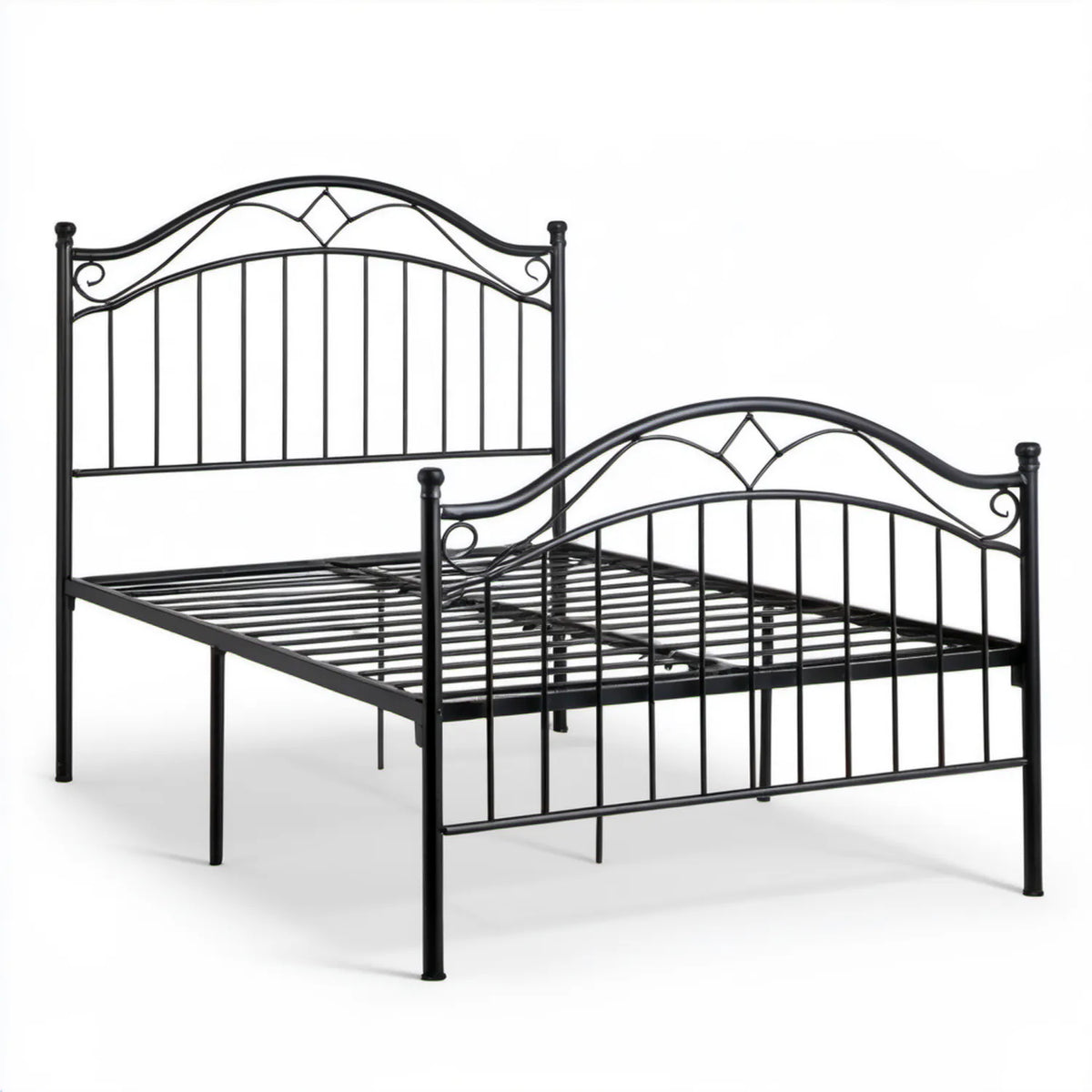 Czarne łóżko metalowe 140 x 200 cm ze stalowym stelażem